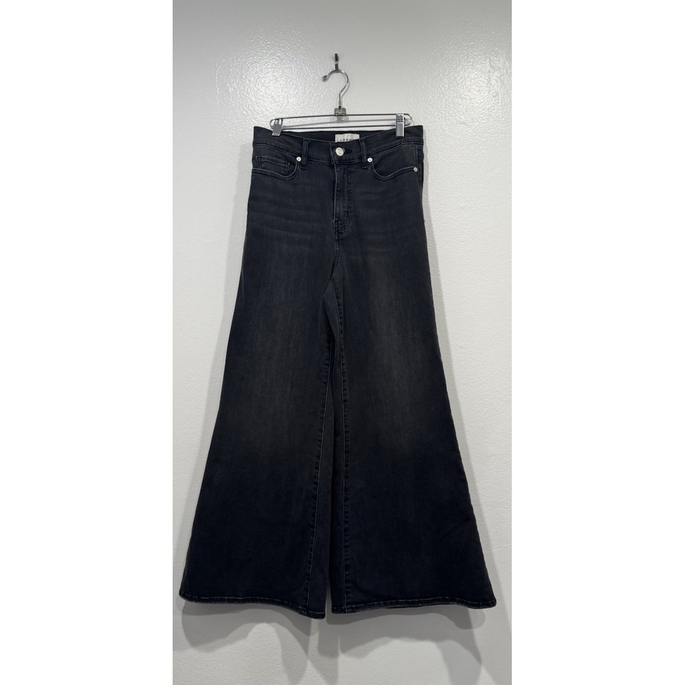 Frame Le Crop Palazzo Wide Leg Jeans Womens Size 28 Broken Black Wash Boho City